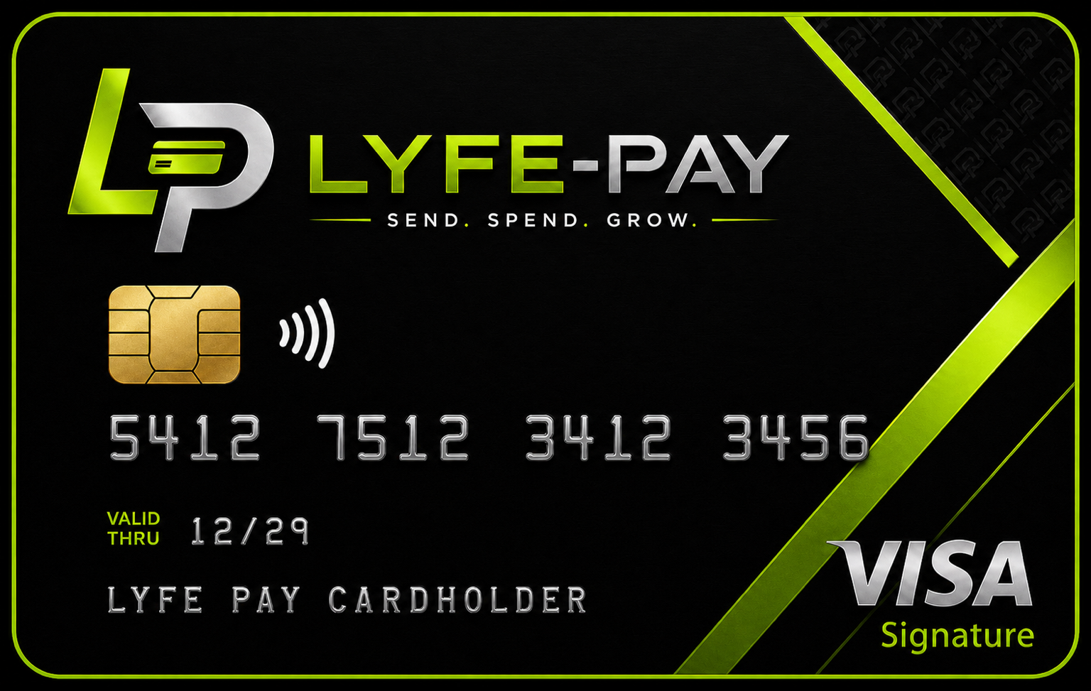 Lyfe-Pay™ Visa Signature card design. © 2026 Lyfe-Pay, Inc..